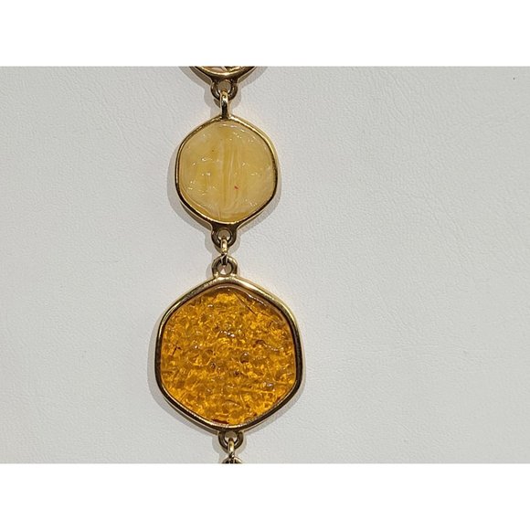 Vintage Sarah Coventry Necklace Gold Tone Twist Chain Amber Yellow Discs 18" - Picture 3 of 5